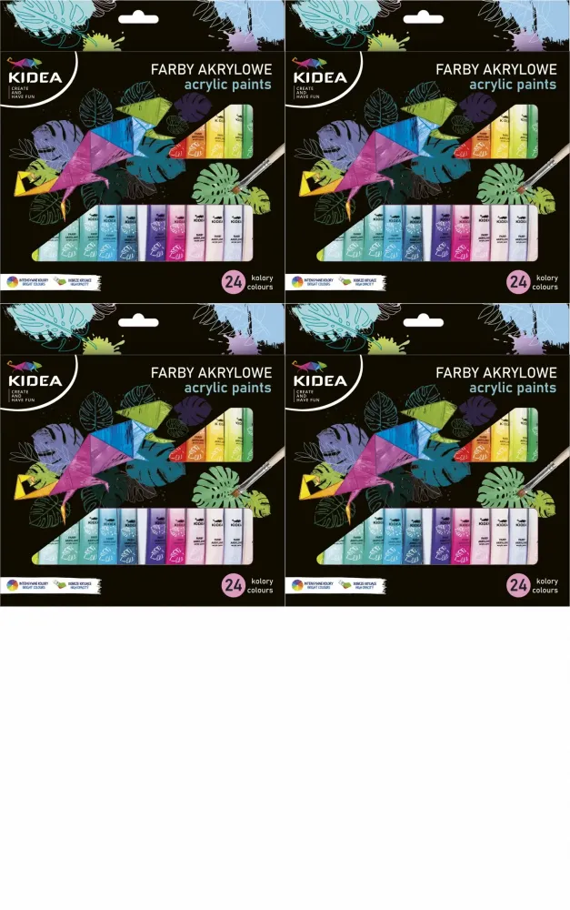 4x Farby akrylowe Kidea, w tubkach, 6ml, 24 sztuki, mix kolorów