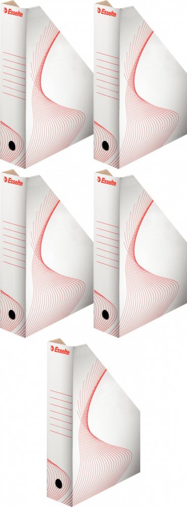 5x Organizer kartonowy na dokumenty Esselte, A4, 80mm, do 800 kartek biały