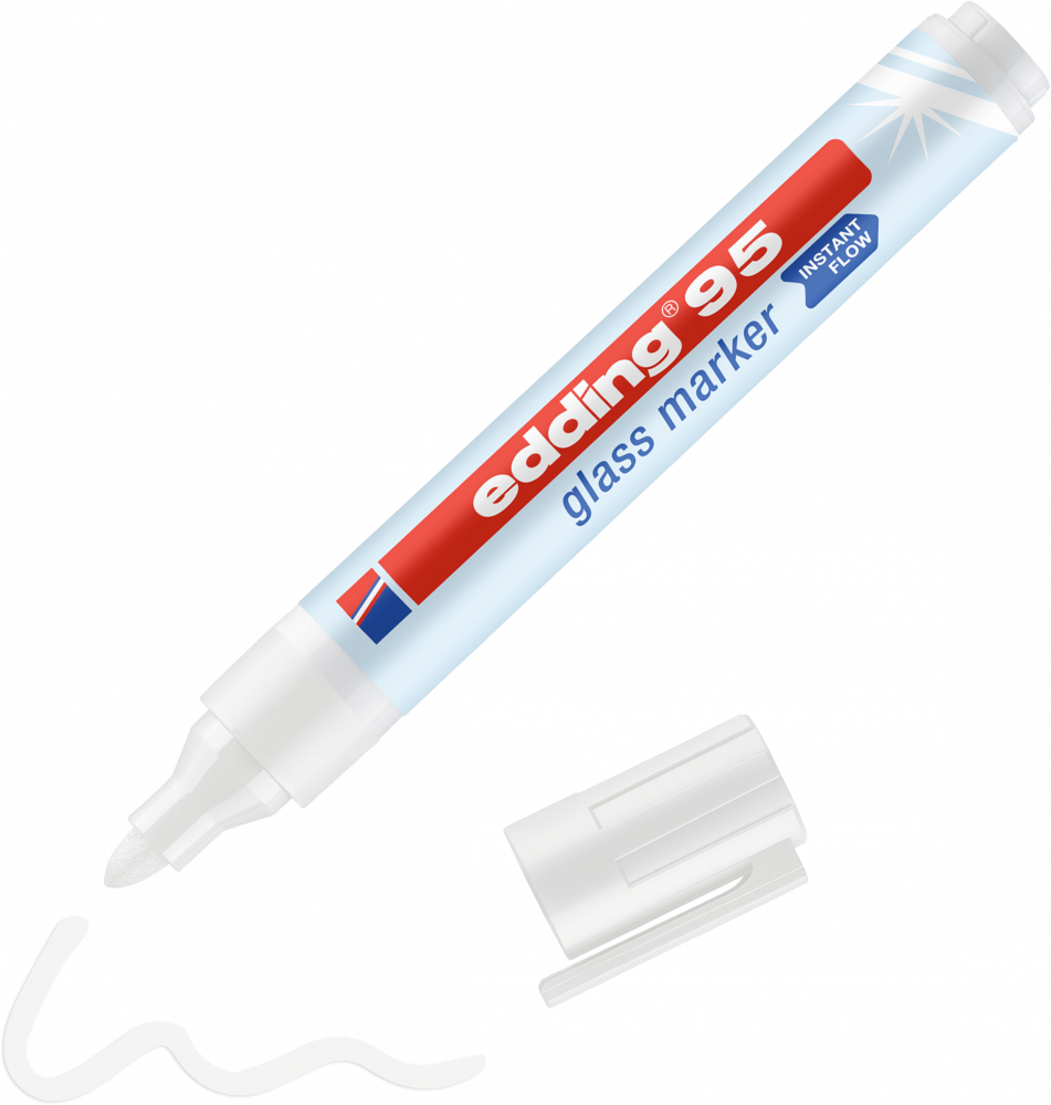 Marker do powierzchni szklanych edding 95, okrągła, 1.5-3mm, biały