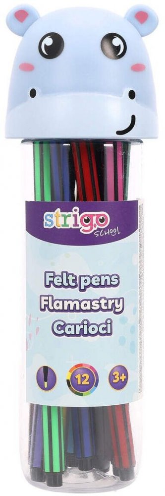 Flamastry Strigo Hipopotam SSC477, 12 sztuk, mix kolorów