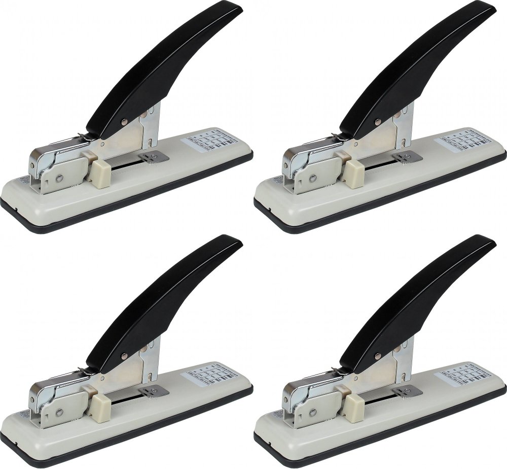 4x Zszywacz D.Rect Heavy Duty 377, do 100 kartek, metalowy, srebrno-czarny