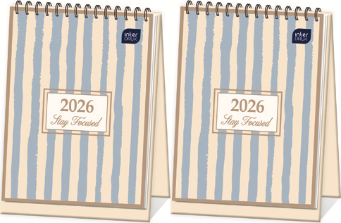 2x Kalendarz na biurko 2026, Interdruk, pionowy, 30x21cm, tygodniowy, Paski