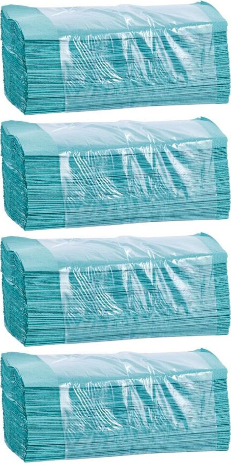 4x Ręcznik papierowy Merida, jednowarstwowy, w składce V, 200 składek, zielony