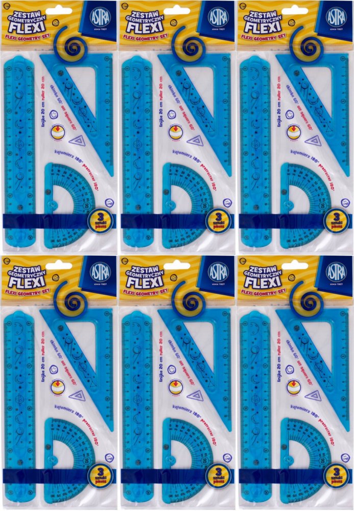 6x Zestaw geometryczny Astra Flexi, 3 elementy, mix kolorów