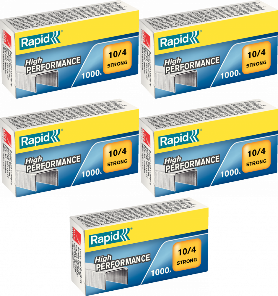 5x Zszywki Rapid Strong, 10/4 1M, 1000 sztuk, srebrny