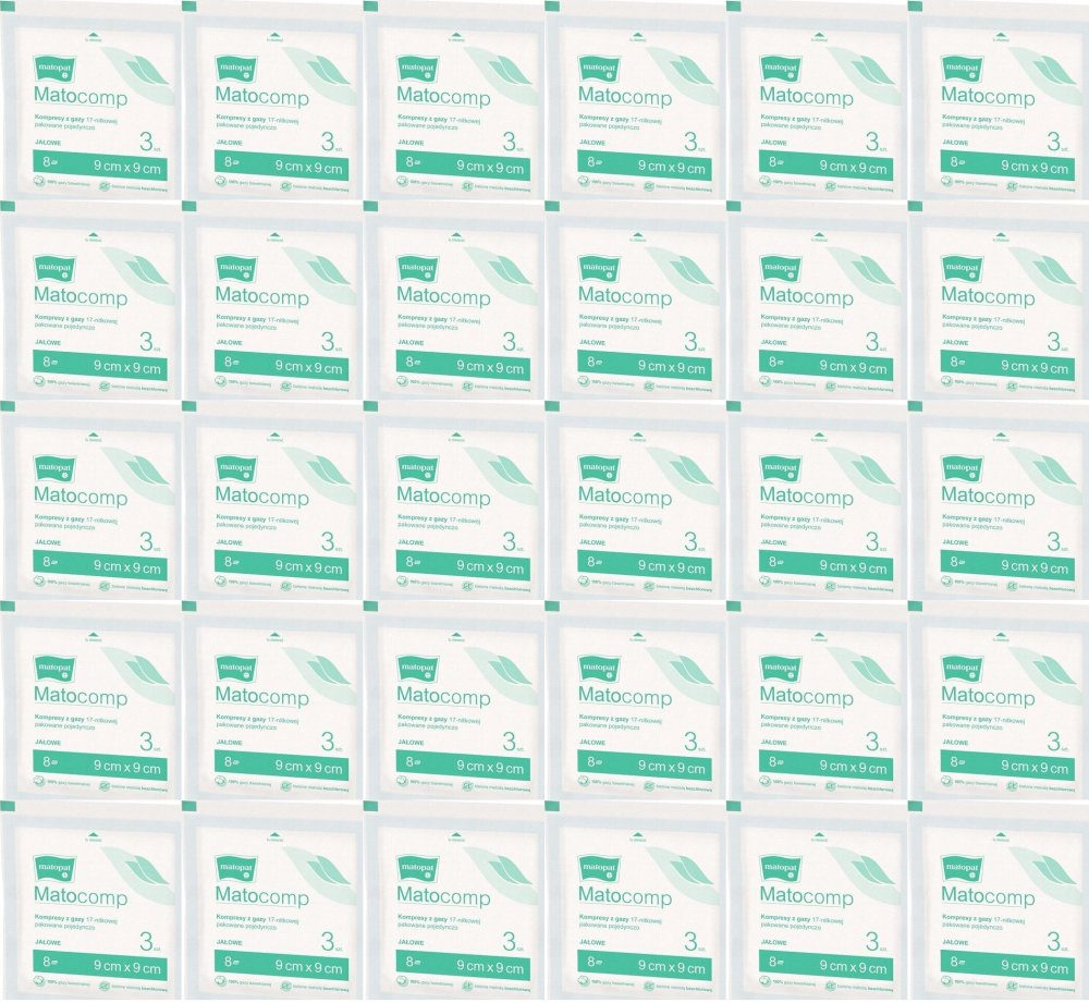 100x Kompresy gazowe jałowe Matopat Matocomp, 9x9cm, 3 sztuki