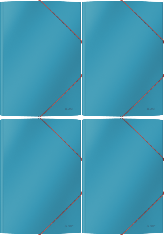 4x Teczka kartonowa z narożną gumką Leitz Cosy, A4, 5mm, niebieski