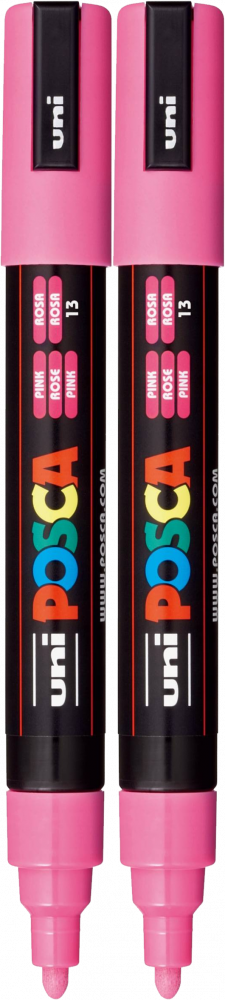 2x Marker Posca PC-5M, z farbą plakatową, okrągła, różowy