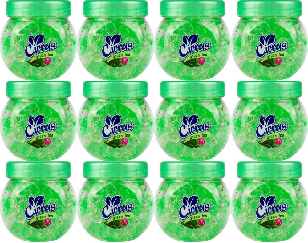12x Odświeżacz powietrza Cirrus kulki, green tea, żel, 150g
