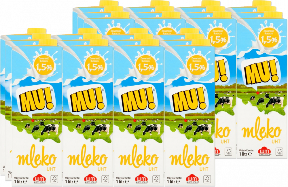 24x Mleko UHT Wart-Milk MU!, 1.5%, 1l