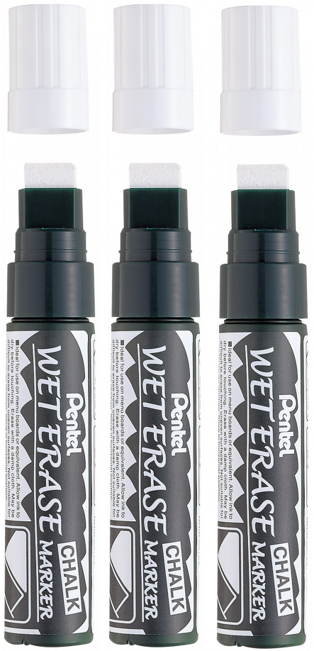 3x Marker kredowy Pentel SMW56 gruby, ścięta, 10mm, biały