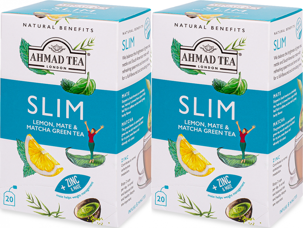 2x Herbata funkcjonalna w kopertach Ahmad Tea Slim Healthy Benefit, 20 sztuk x 1.5g