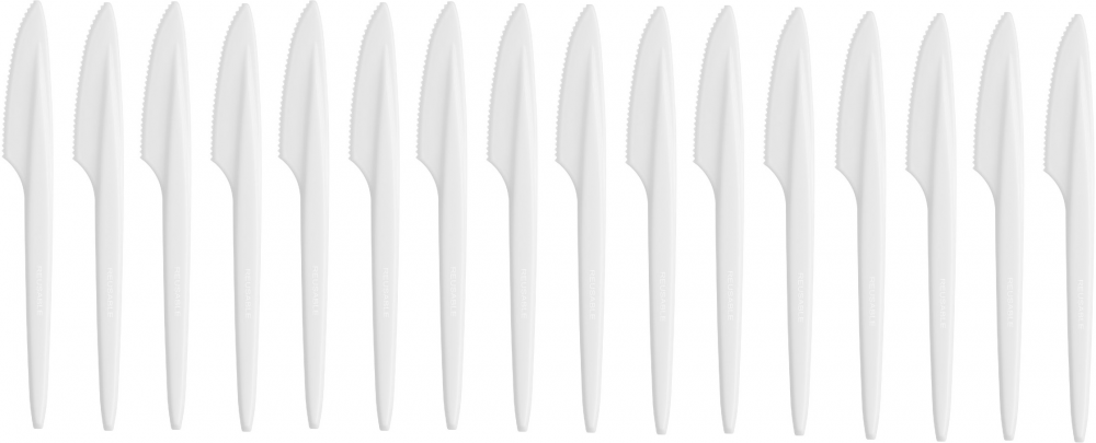 Plastikowe noże Bittner Premium, wielorazowe, 17.5cm, 100 sztuk, biały