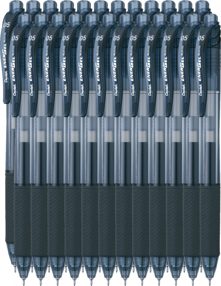 24x Pióro kulkowe automatyczne Pentel, EnerGel BLN-105, 0.5mm, czarny