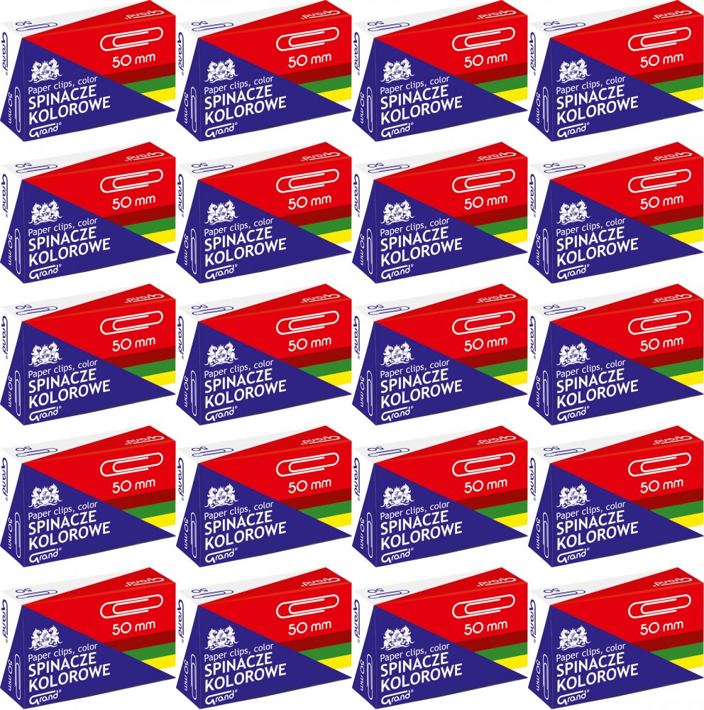 20x Spinacz Grand R-50, okrągły, 50mm, 50 sztuk, mix kolorów