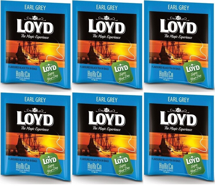 6x Herbata Earl Grey w kopertach Loyd, 500 sztuk x 1.7g