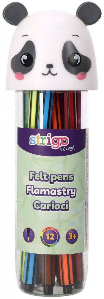 Flamastry Strigo Panda SSC476, 12 sztuk, mix kolorów