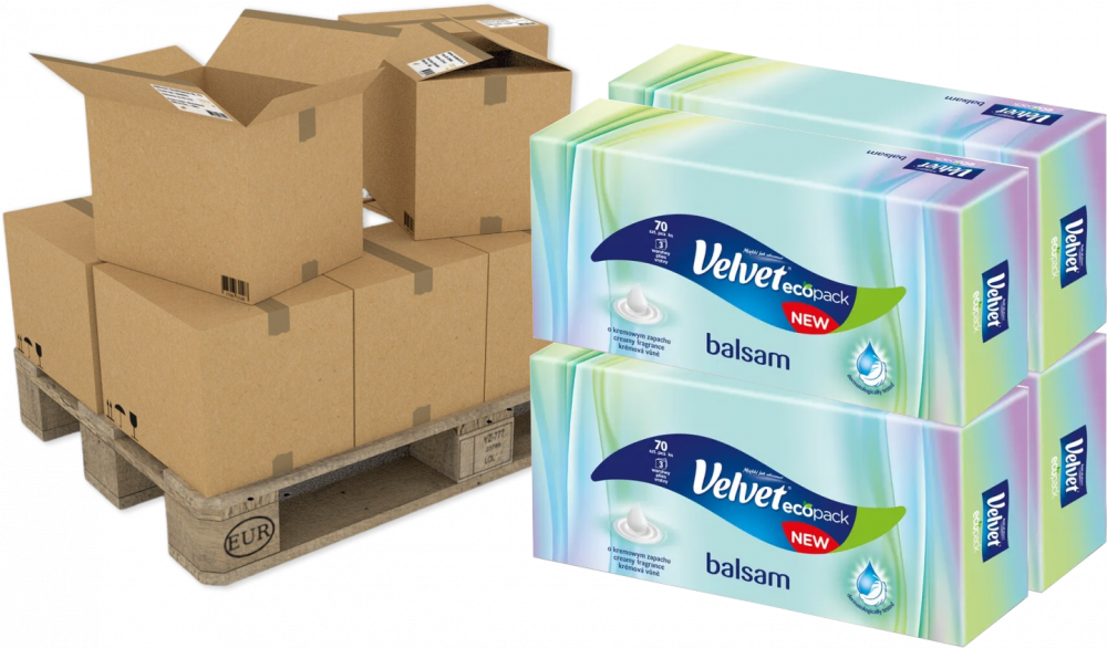 1120x Chusteczki higieniczne Velvet Balsam Zapach, w kartoniku, 70 sztuk