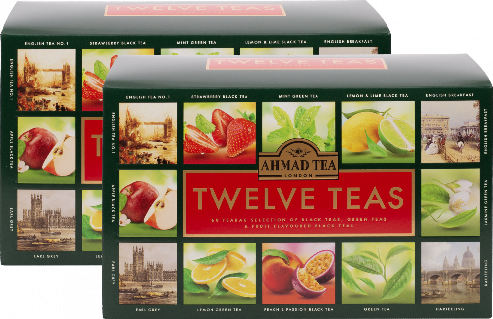 2x Zestaw herbat w kopertach Ahmad Tea Twelve Teas, 12 smaków, 60 sztuk x 2g