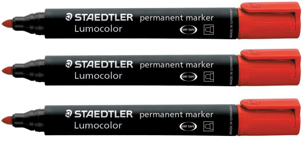 3x marker permanentny Staedtler, Lumocolor 352, okrągła, 2mm, czerwony