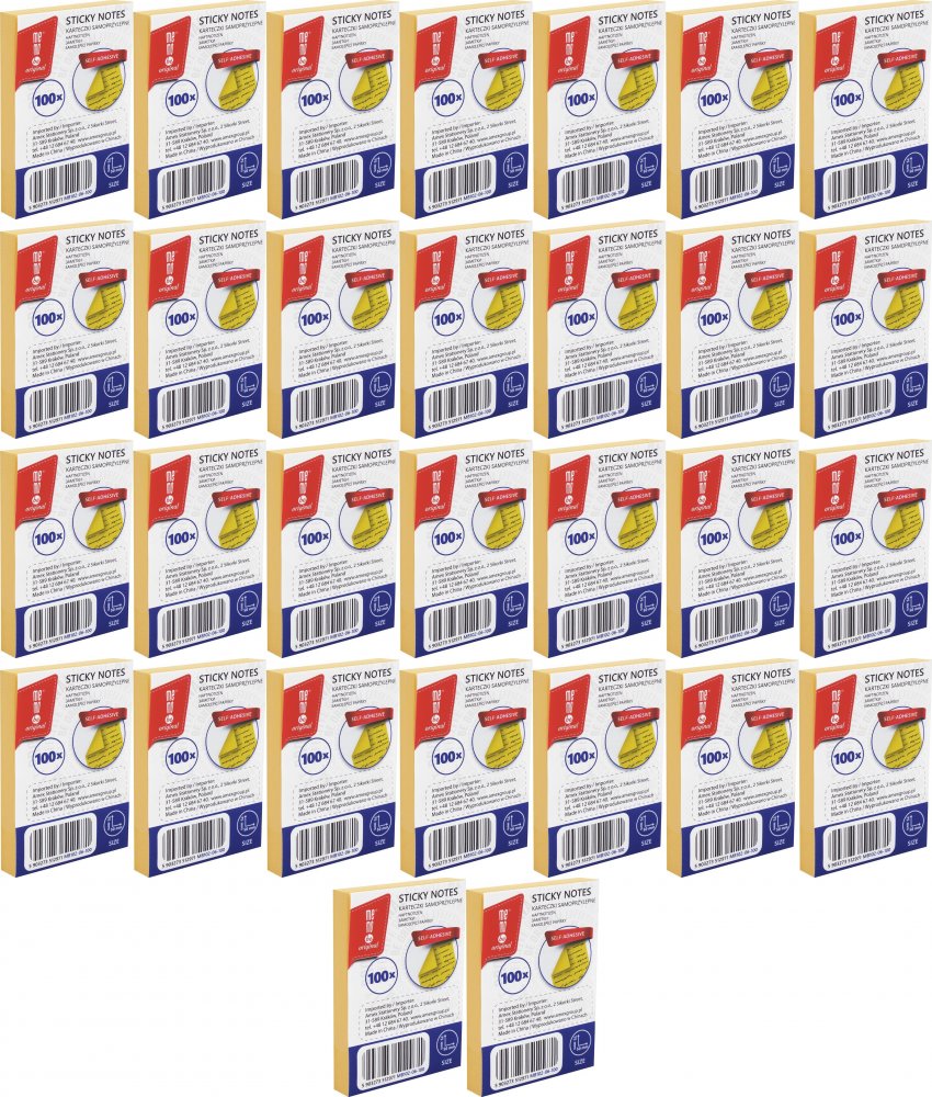 36x Karteczki samoprzylepne MemoBe, 50x75mm, 100 karteczek, żółty