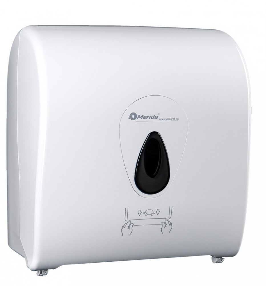 Podajnik na ręczniki papierowe w roli Merida Top, mechaniczny, front kolor biały, okienko kolor szary