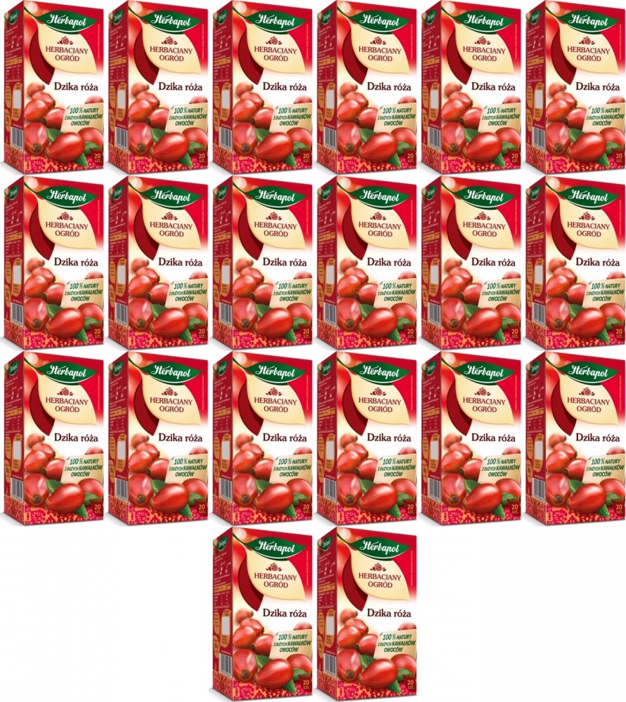 20x Herbata owocowa w torebkach Herbapol Herbaciany Ogród, dzika róża, 20 sztuk x 3.5g