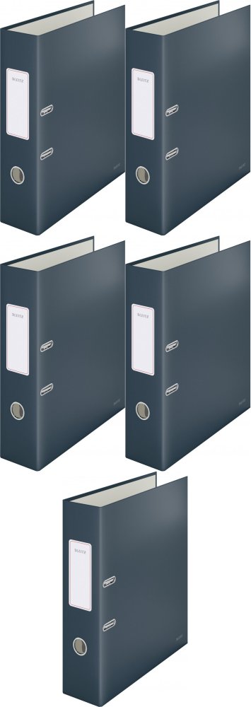 5x Segregator A4 Leitz 180°Cosy Soft Touch, 80mm, do 600 kartek, szary