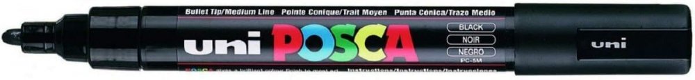 Marker Posca PC-5M, z farbą plakatową, okrągła, czarny