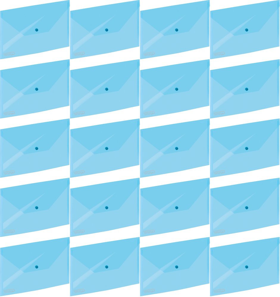 20x Teczka kopertowa Grand 9113, A4, na zatrzask, transparentny niebieski