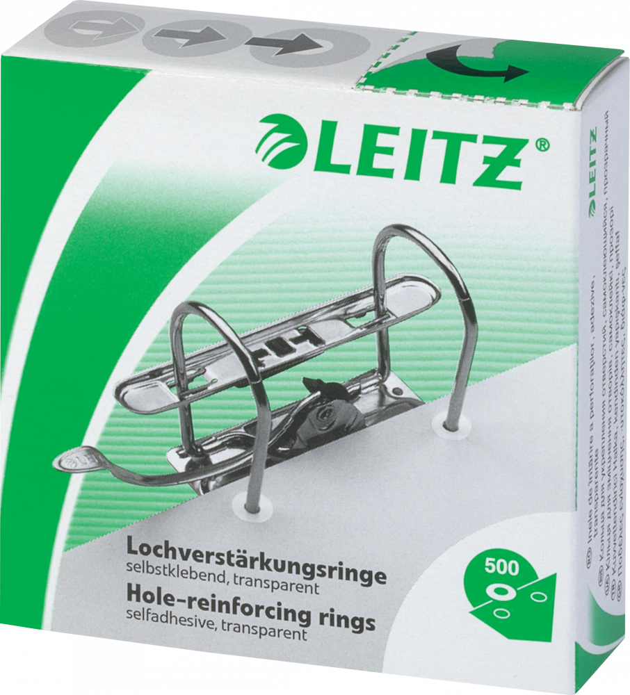Pierścienie wzmacniające do segregatorów Leitz, samoprzylepne, 500 sztuk, mleczny