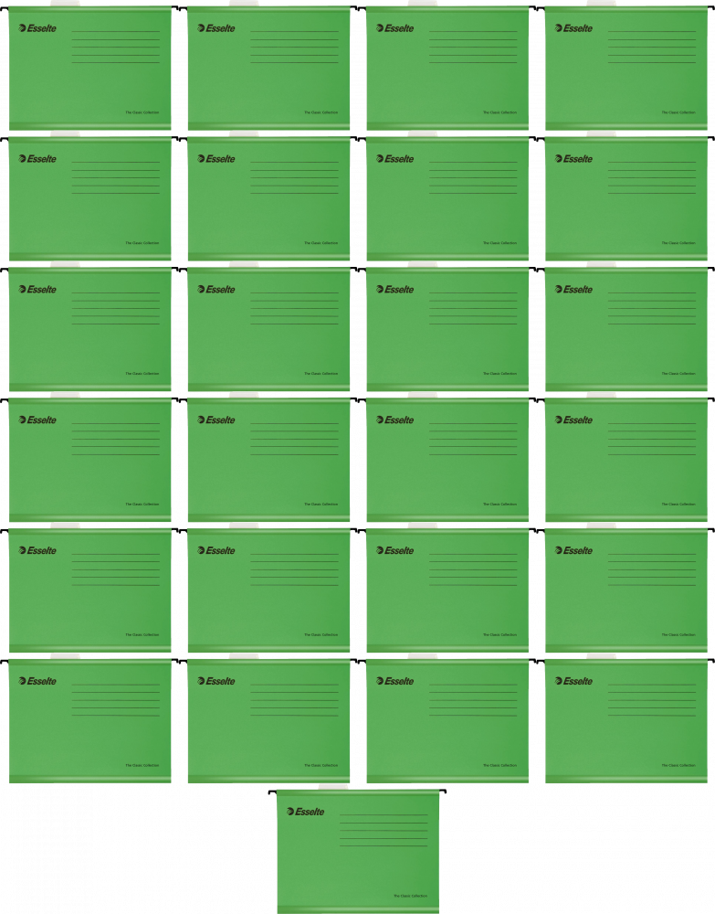 25x Teczka zawieszkowa kartonowa Esselte Classic, wzmacniana, A4, 345x240mm, 210g/m2 zielony