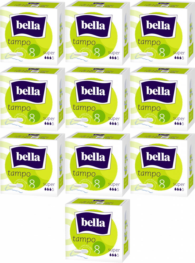 10x Tampony Bella, rozmiar super, 8 sztuk