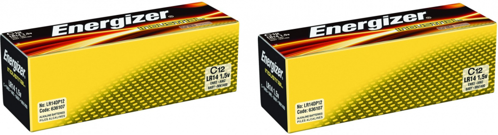 2x Bateria alkaliczna Energizer Industrial, C, 1.5V, LR14, 12 sztuk