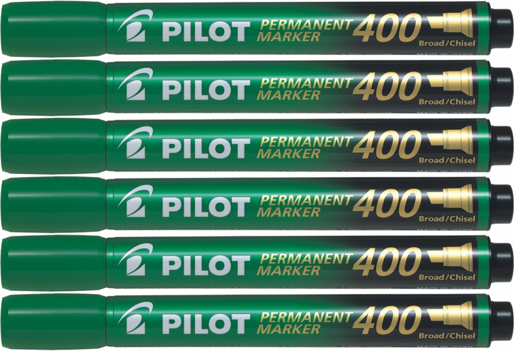 6x Marker permanentny Pilot, SCA 400, ścięta, 4.5mm, zielony