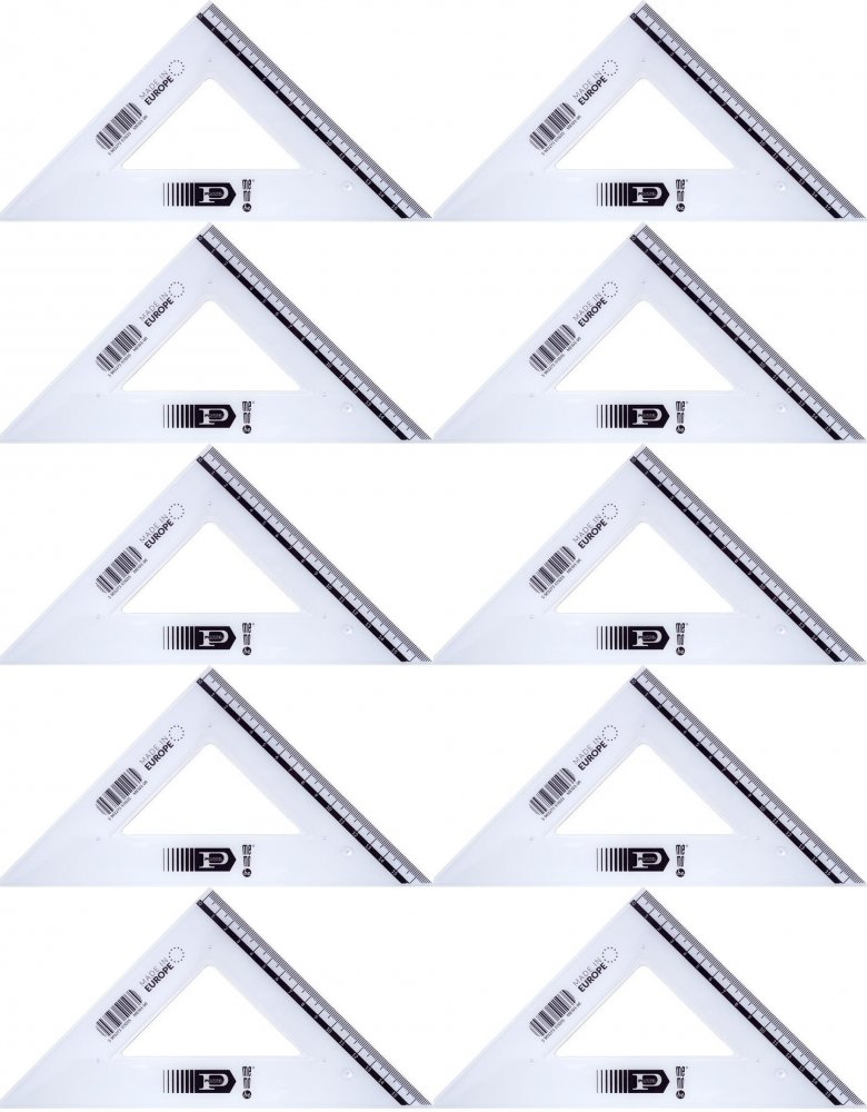10x Ekierka MemoBe by Pratel, 25cm, 45 stopni, przezroczysty
