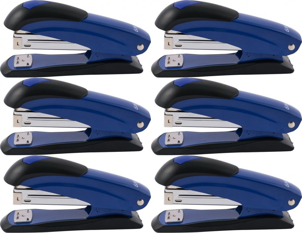 6x Zszywacz biurowy D.Rect 3019, do 30 kartek, czarno-niebieski