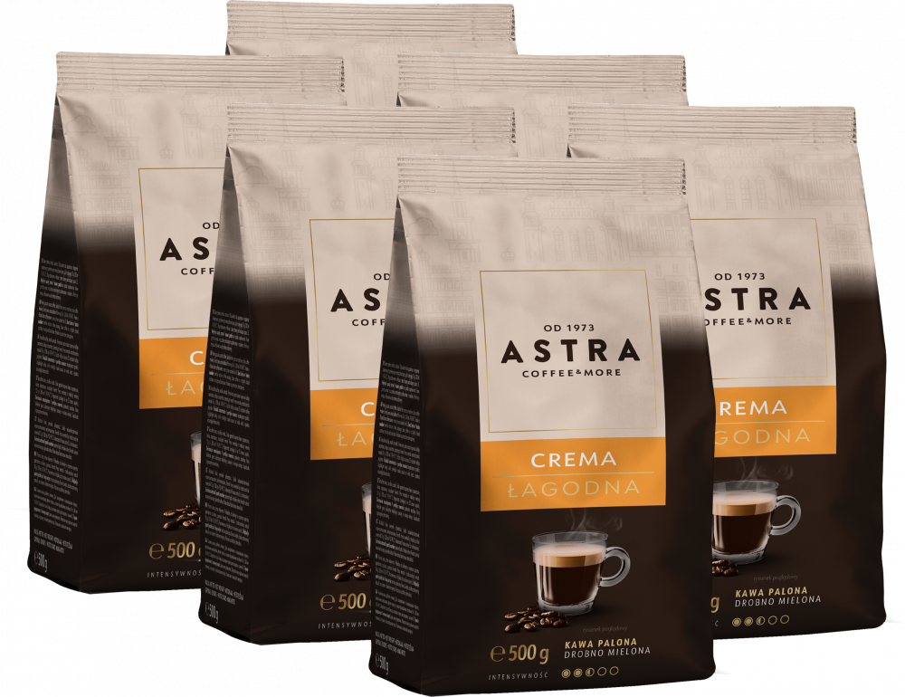 6x Kawa mielona Astra Łagodna Crema, 500g