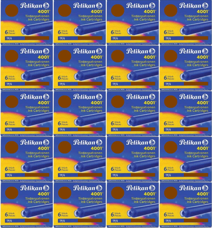 20x Naboje atramentowe krótkie Pelikan, 6 sztuk, brązowy
