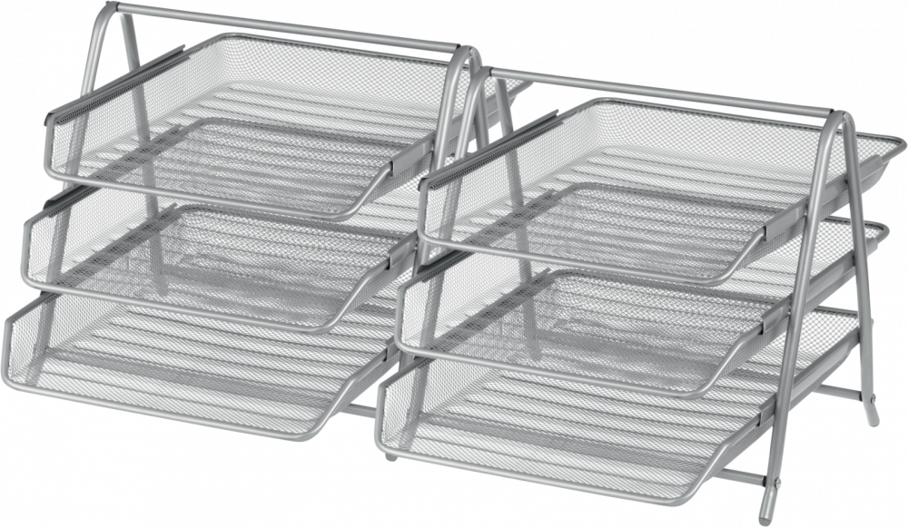 2x Zestaw 3 półek na dokumenty Viking, A4, druciany, srebrny