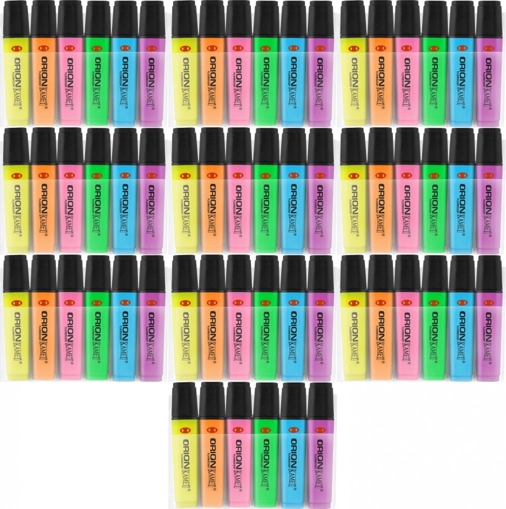 10x Zakreślacz Kamet, Orion, ścięta, 6 sztuk, mix kolorów