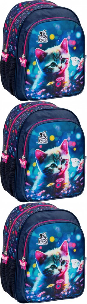 3x Plecak dla przedszkolaka Cleo&Frank (Kot), 9l, 29x23x14cm