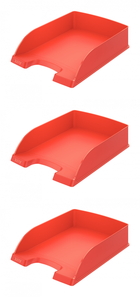 3x Półka na dokumenty Leitz Plus Standard, A4, plastikowa, jasnoczerwony
