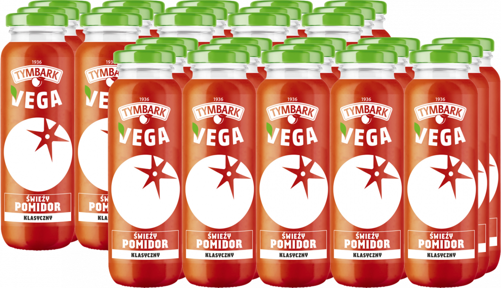 30x Sok pomidorowy Tymbark Vega, butelka szklana, 0.25l