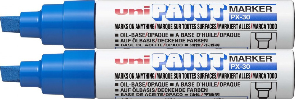2x Marker olejowy Uni, PX-30, ścięta, 8.5mm, niebieski
