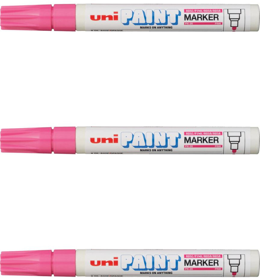 3x Marker olejowy Uni PX-20, okrągła, 2.2-2.8mm, różowy