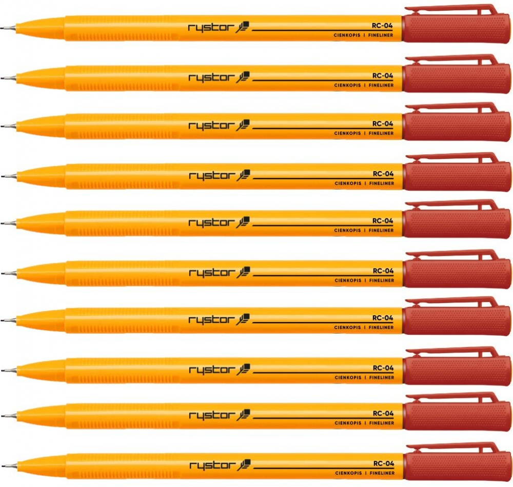 10x cienkopis Rystor, RC-04, 0.4mm, czerwony