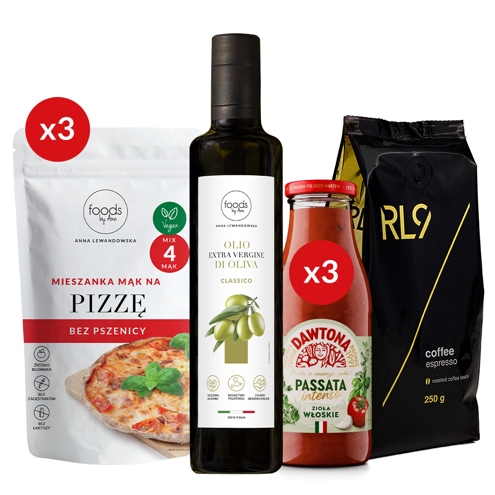Mieszanka na pizzę x3 + Oliwa Classico + Passata Dawtona x3 + RL9 Espresso