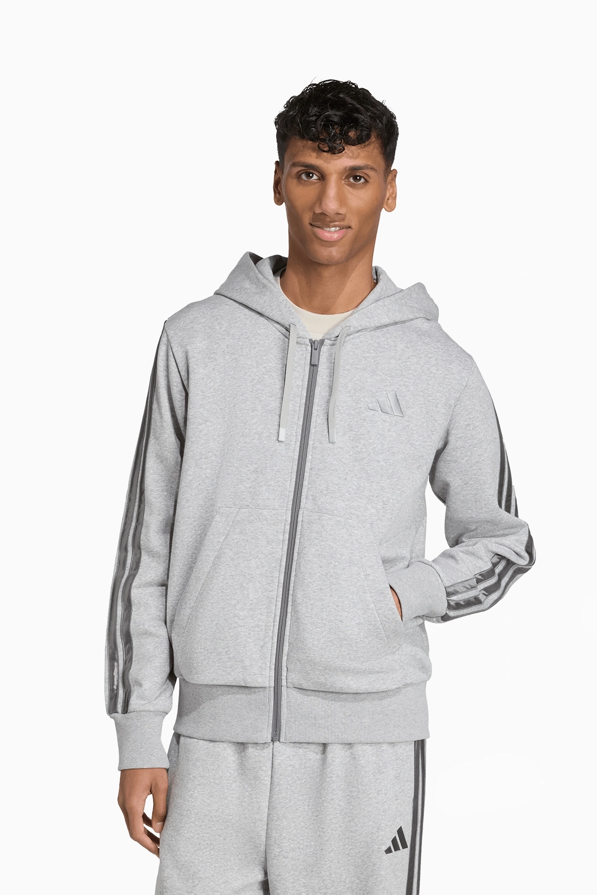 Bluza z kapturem adidas Holiday 3-Stripes Full-Zip - Szary