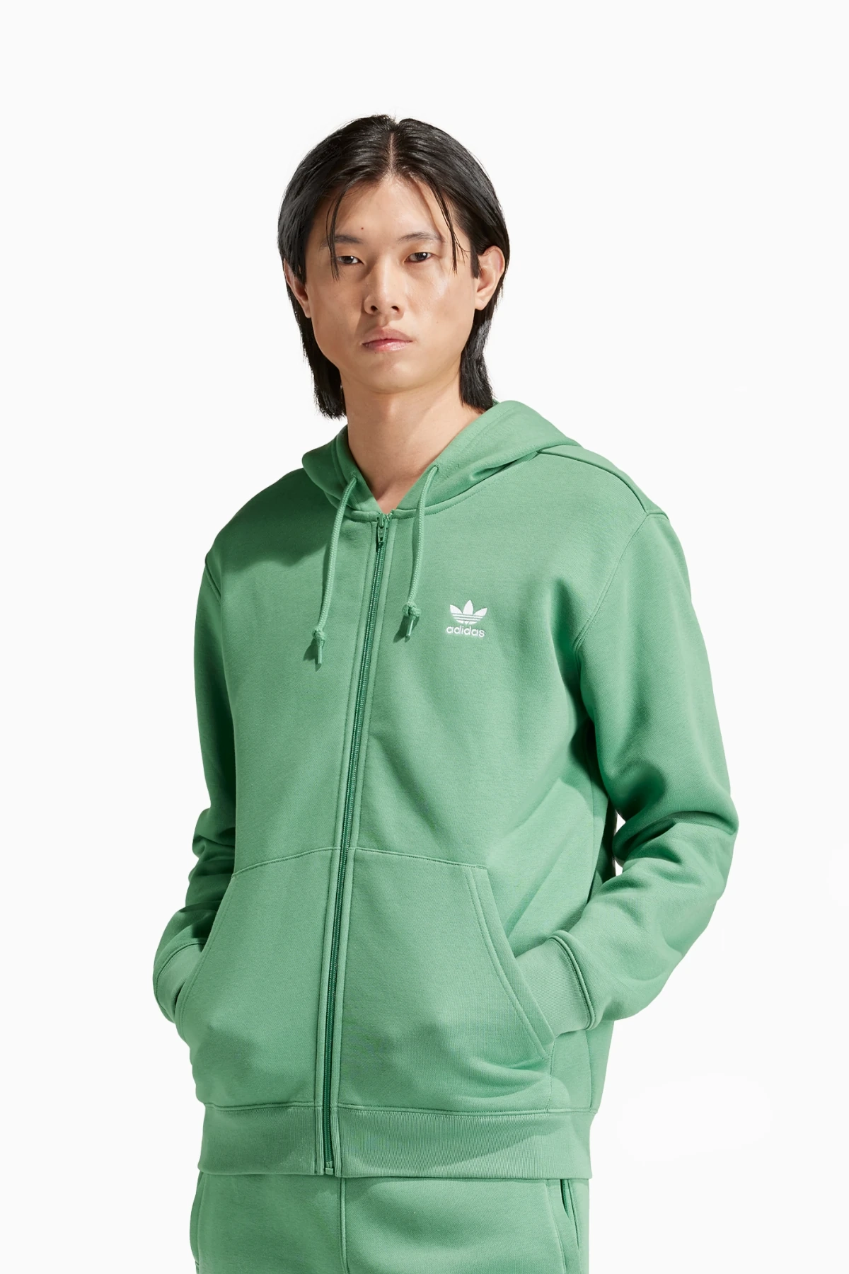 Bluza z kapturem adidas Trefoil Essentials Full-Zip - Zielony